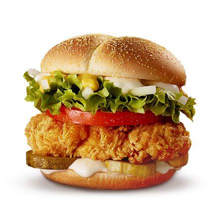 Crispy Oriental Chicken Burger exclusive to McDonald's Korea, featuring crispy chicken patty and fresh vegetables.